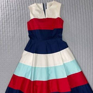 Kate Spade Corley Dress Red Blue and White Tea Length